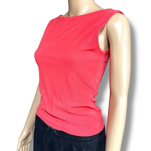 Vintage Necessary Objects Womens Blouse Shirt Top Boat Neck Slim Fit Coral Small - Picture 5 of 8